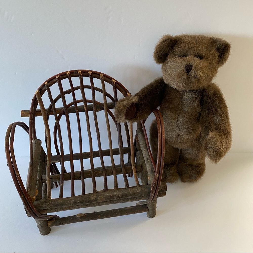 Stunning Twig Branch Doll Chair and Ellis Beown Stuffed Posable Bear
